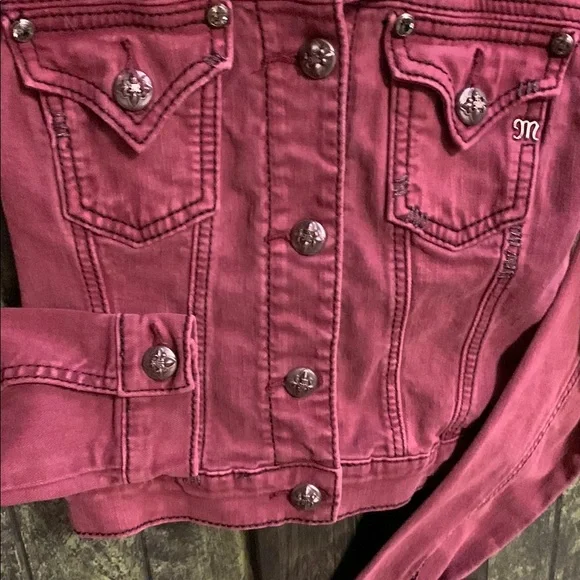 Miss Me Women's Burgundy Jean Jacket - Picture 4 of 6